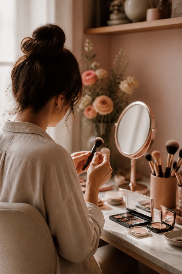 Freelance beauty professional at work