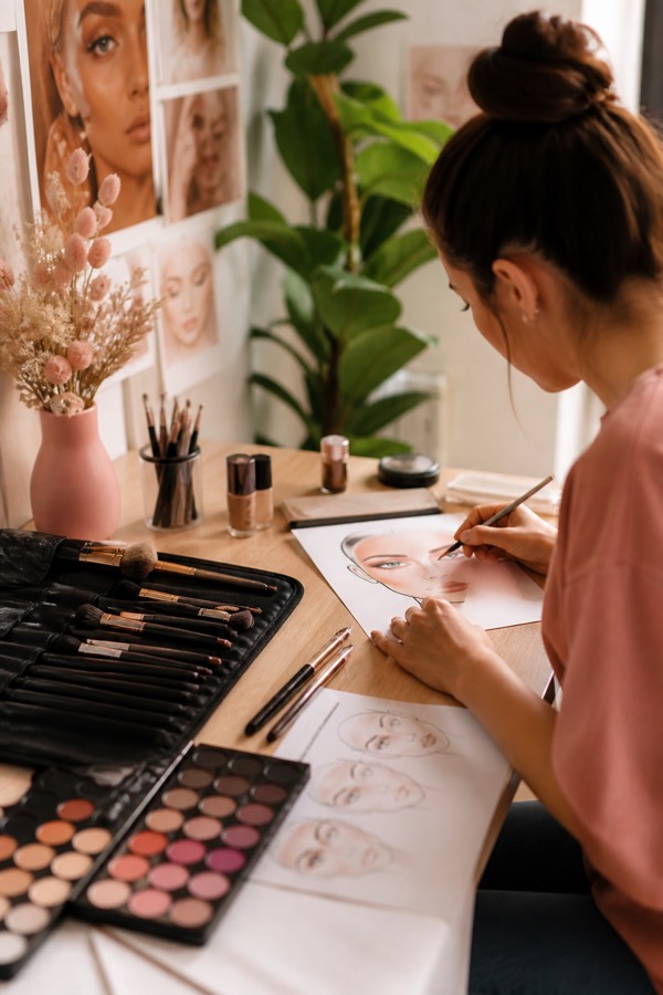 Student practicing beauty skills